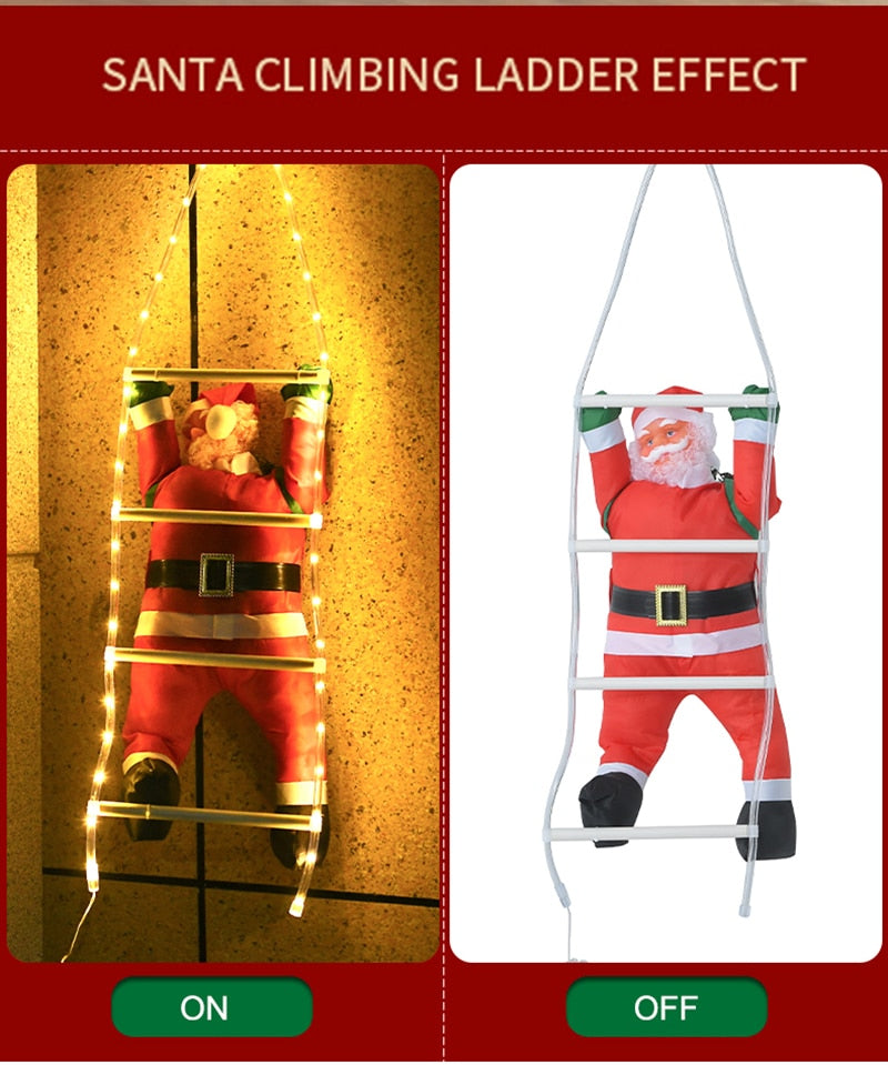 1PC Climb Stairs Santa Claus Foldable Lantern with LED Waterproof Outdoor Garden Lawn Lamp Festivel Hanging Christmas Decoration