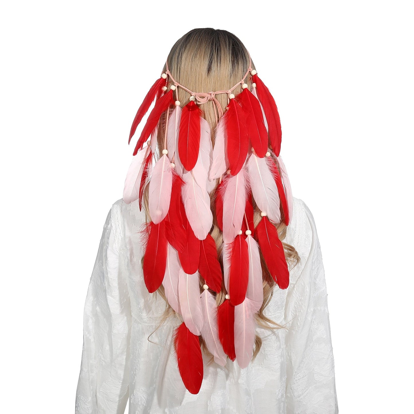 Fashion Boho Style Feather Headband Hairpiece Beads Feather Headdress Handmade Girls Hair Accessories High Quality