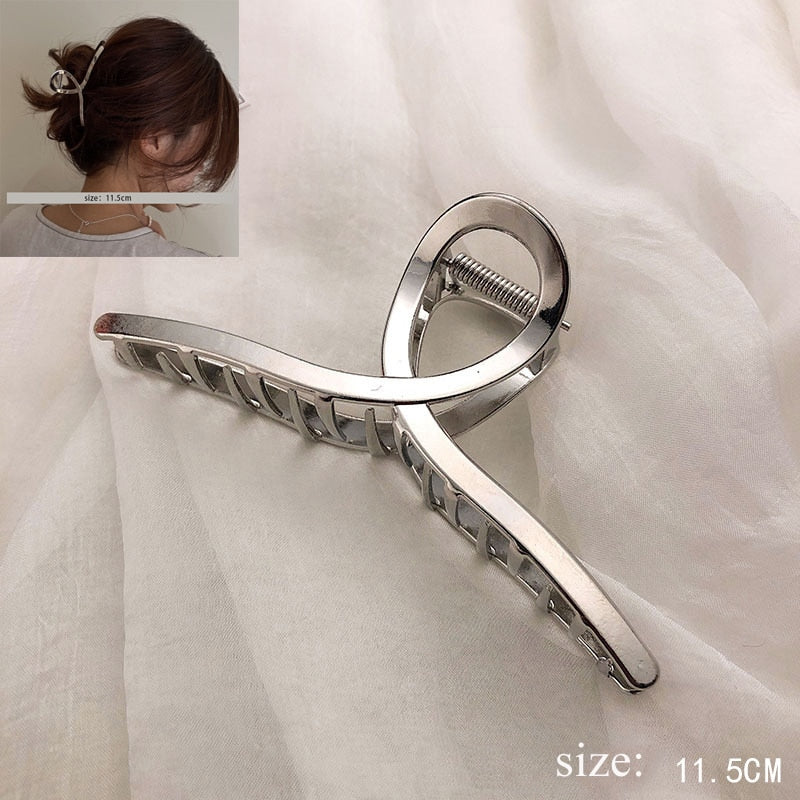 Simple Metal Hollow Out Geometric Hair Claw Ladies Elegant Hair Accessories Cross Crab Bath Clip For Women Fashion Girl Headwear