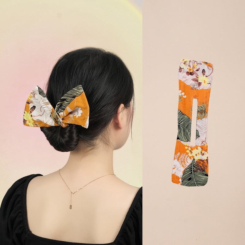 AMORCOME1PC Deft Bun Hair Band Women Hair Styling Colorful Plant Pattern Hair Bun Maker Ponytail Holder Hair Accessories 2021