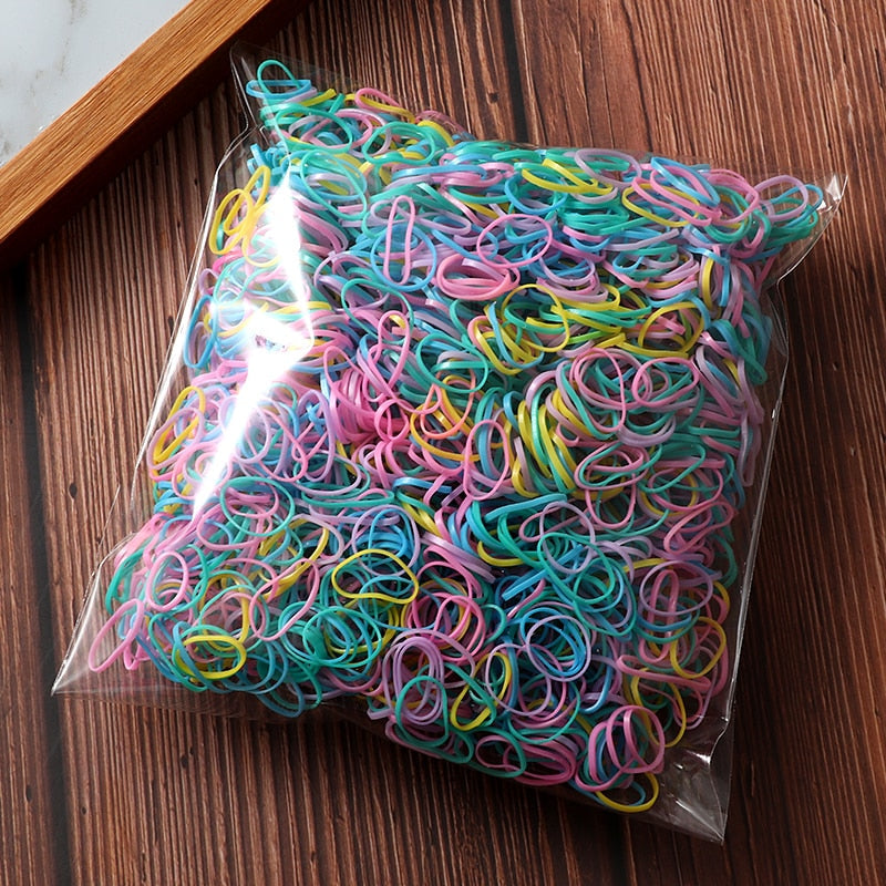 2000pcs Girls Hair Accessories Nylon Rubber Band Elastic Hair Bands Headband Children Ponytail Gum Holder Bands Kids Ornaments