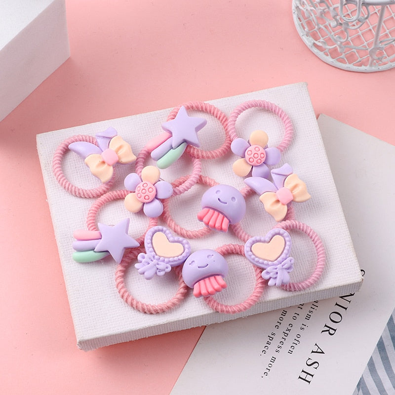 10PCS/Set Girls Cute Hair bands Elastic Rubber Band Headwear Hair Accessories Kids Cartoon Animals Headband Ornaments Gift