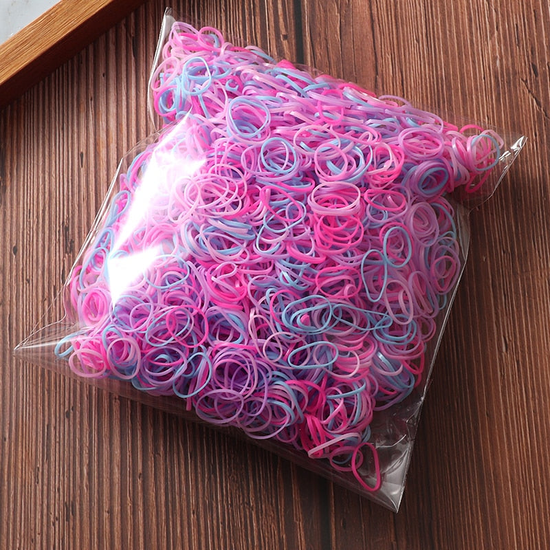 2000pcs Girls Hair Accessories Nylon Rubber Band Elastic Hair Bands Headband Children Ponytail Gum Holder Bands Kids Ornaments