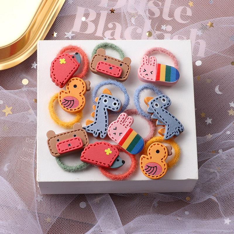 10PCS/Set Girls Cute Hair bands Elastic Rubber Band Headwear Hair Accessories Kids Cartoon Animals Headband Ornaments Gift