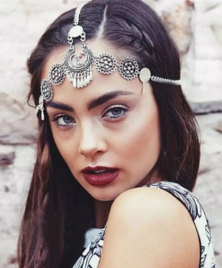 Gypsy Turkish Bohemian Head Chain Indian Hair Jewelry Tribal Forehead Dancing Wedding Hair Accesories Boho Headband Headpieces