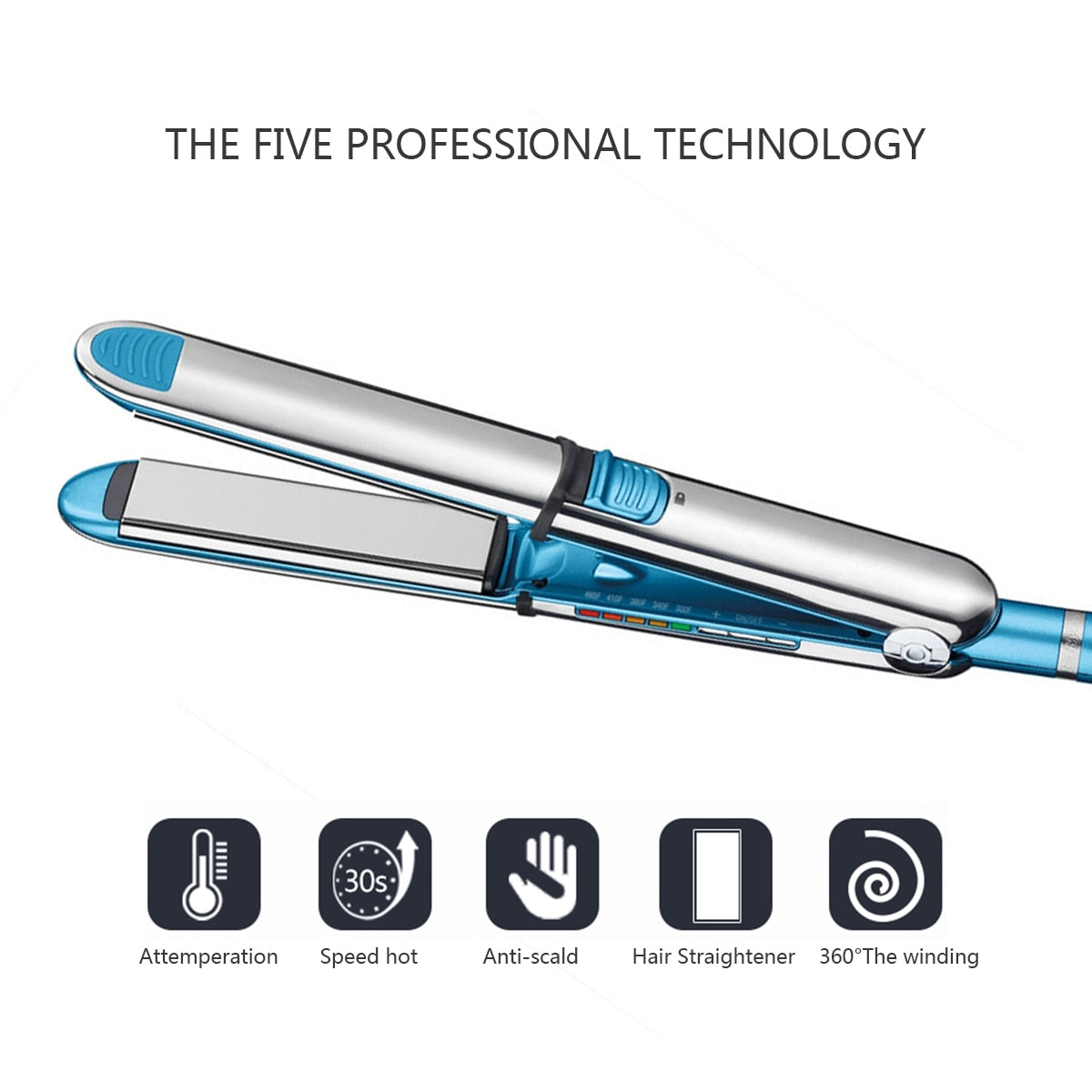Ceramic Hair Straightener Flat Iron Straightens & Curls Hair Styler Styling Tool Tourmaline 2-in-1 Curling Straightening Iron