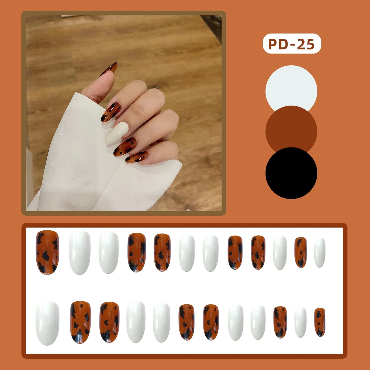 24pcs/box Christmas Fake Nails Style Art Nail Tips Press on False with Glue Designs Set Full Cover Artificial Short Fingernails