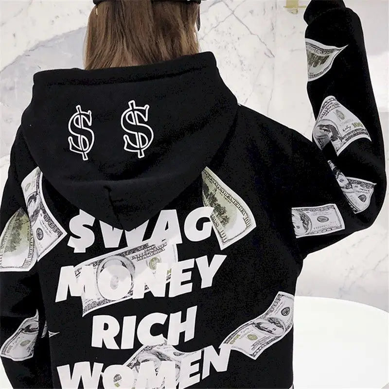 Oversized Plush Thicken Hoodies Women Fried Street Hooded Jacket Spring Autumn Casual Loose Fashion Mid-length Coat Womens Tops