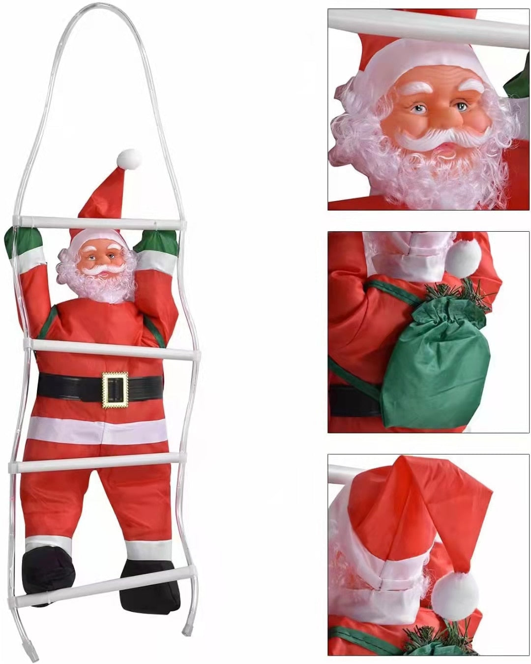 1PC Climb Stairs Santa Claus Foldable Lantern with LED Waterproof Outdoor Garden Lawn Lamp Festivel Hanging Christmas Decoration
