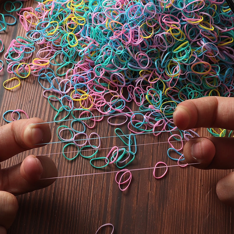 2000pcs Girls Hair Accessories Nylon Rubber Band Elastic Hair Bands Headband Children Ponytail Gum Holder Bands Kids Ornaments