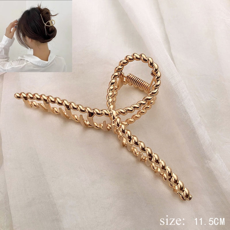 Simple Metal Hollow Out Geometric Hair Claw Ladies Elegant Hair Accessories Cross Crab Bath Clip For Women Fashion Girl Headwear