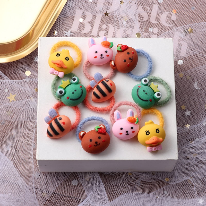 10PCS/Set Girls Cute Hair bands Elastic Rubber Band Headwear Hair Accessories Kids Cartoon Animals Headband Ornaments Gift