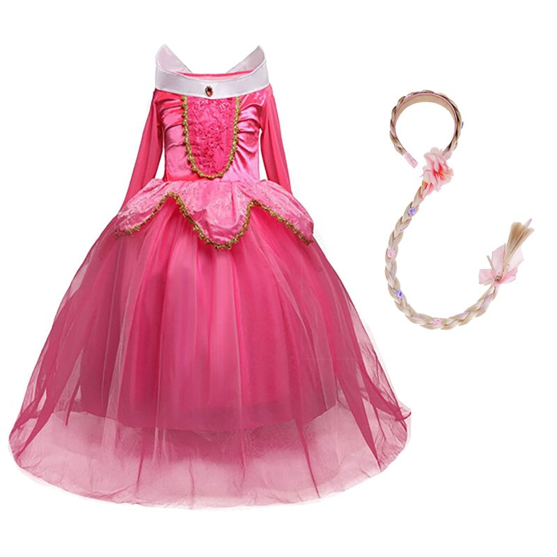 Children Aurora Dress Kids Halloween Sleeping Beauty Costume Girls Christmas Birthday Princess Party Ball Gown Clothes