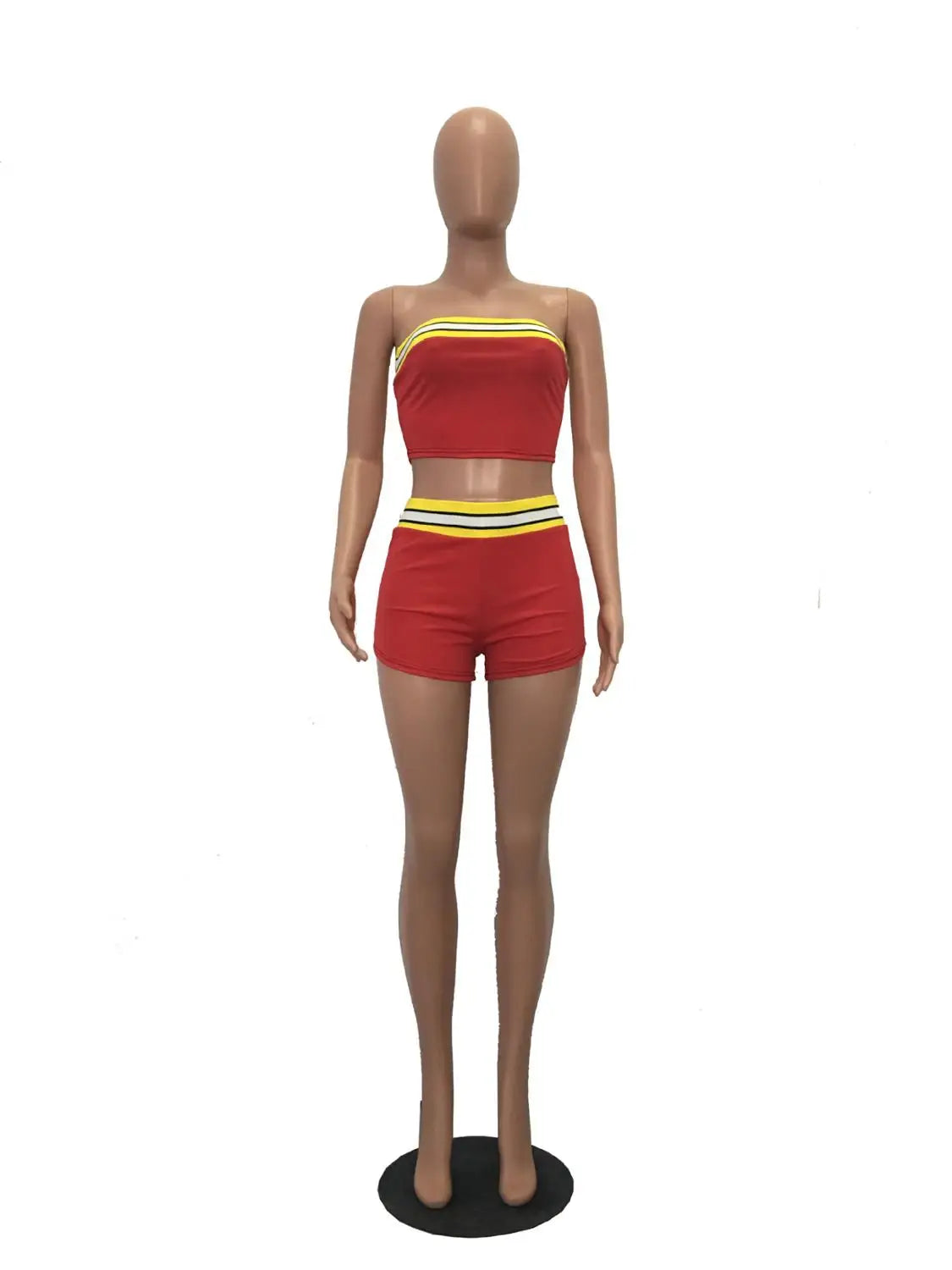 3 Colors Striped Lines Tube Set 2019 Fashion Women Sexy Strapless Crop Tops With Shorts Set Casual Two Piece Set Outfits