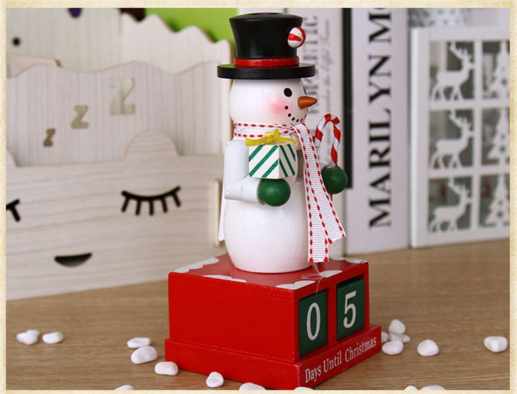 Wooden Snowman Santa Soldier Ornament 24 Days Christmas Countdown Advent Calendar Birthday New Year Desktop Decoration Xmas Gift
