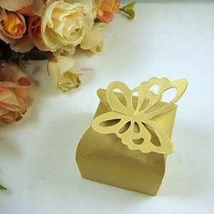 10pcs Laser Cut Butterfly Shaped Paper Favor Gifts Candy Boxes Folding DIY Wedding Christmas Birthday Party Baby Shower Supplies