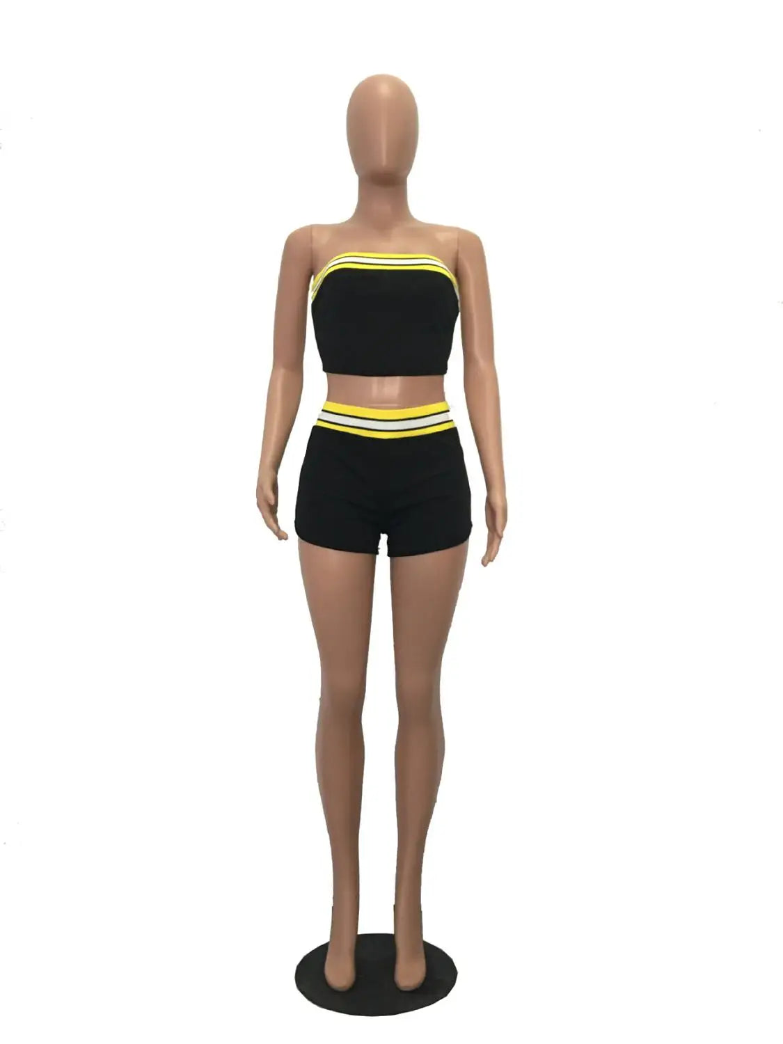 3 Colors Striped Lines Tube Set 2019 Fashion Women Sexy Strapless Crop Tops With Shorts Set Casual Two Piece Set Outfits