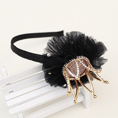 Headbands For Kids Girl Princess Hairbands Yarn Crown Bow Knot Tiara Flower Child Hair Accessories Korean Handmade Wholesale