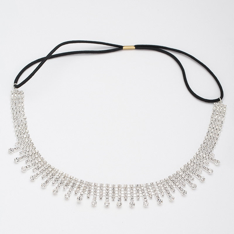 More Styles Rhinestone Elastic Headband Wedding Bridal Hair Chain Accessories for Women Luxury Crystal Hair Band Hair Jewelry