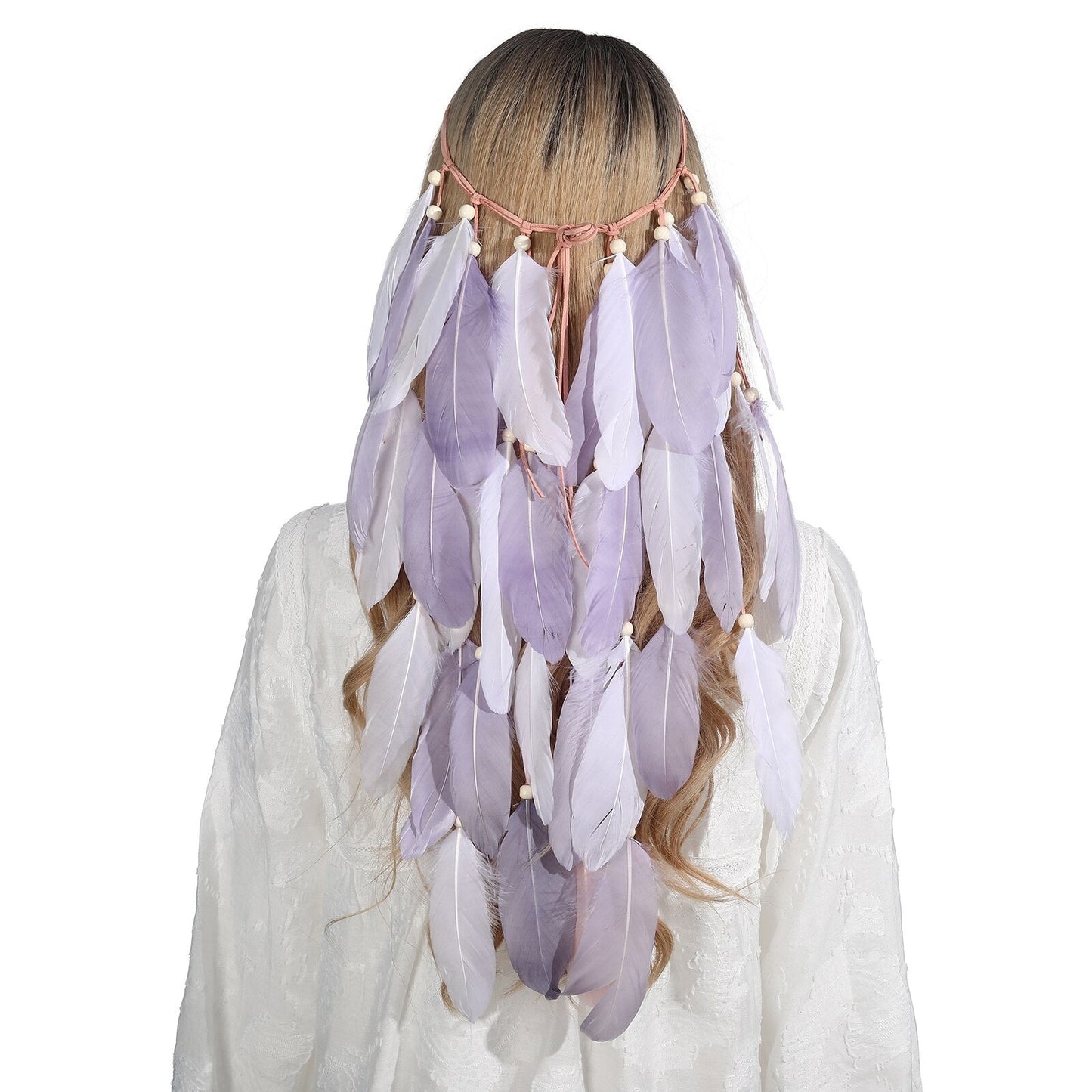 Fashion Boho Style Feather Headband Hairpiece Beads Feather Headdress Handmade Girls Hair Accessories High Quality