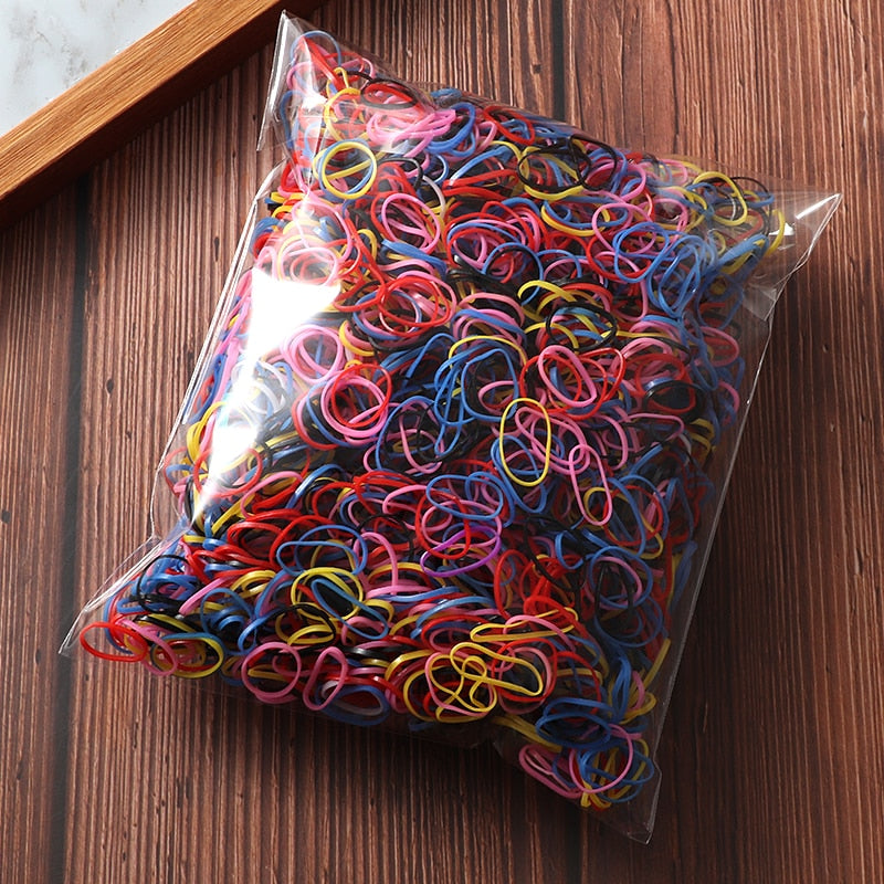 2000pcs Girls Hair Accessories Nylon Rubber Band Elastic Hair Bands Headband Children Ponytail Gum Holder Bands Kids Ornaments