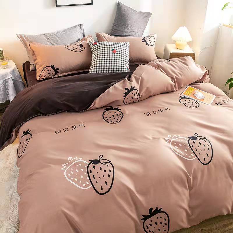 Yeknu Fashion Bedding Set White Green Double Bed Linens Nordic Duvet Cover Pillowcase Queen Size Flat Sheet Classic Grid Kids Winter