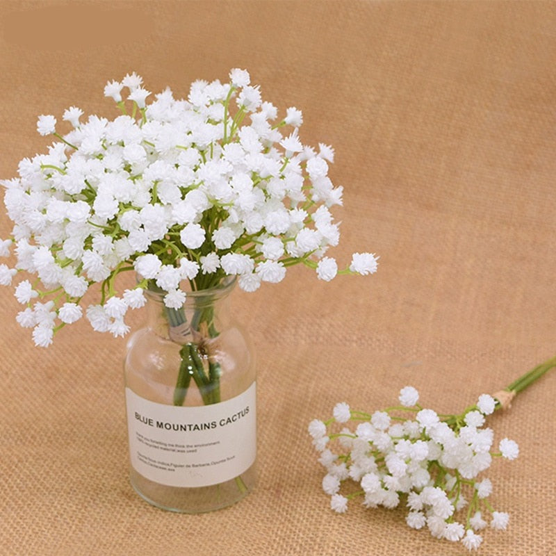 20cm White Gypsophila Artificial Flowers Wedding DIY Bouquet Decoration Arrangement Plastic Babies Breath Fake Flower Home Decor