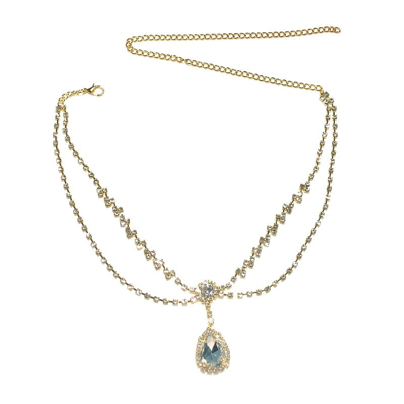 Crystal forehead dance eyebrow pendant headdress crystal forehead chain water drop hair ornament head chain Bohemian headdress