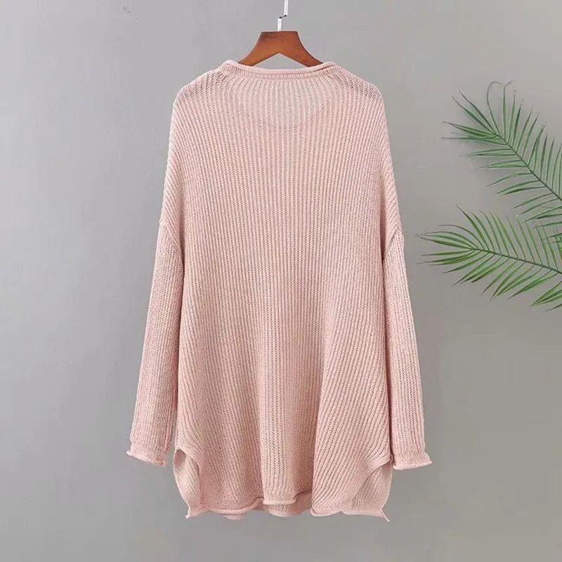 qgtao Plus Size Knit Shirt For Women Long Sleeves Round Collar Minimalism Knit Sweater Large Size Quality Looser Early Autumn New Tops