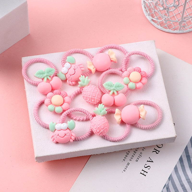 10PCS/Set Girls Cute Hair bands Elastic Rubber Band Headwear Hair Accessories Kids Cartoon Animals Headband Ornaments Gift