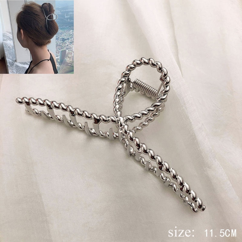 Simple Metal Hollow Out Geometric Hair Claw Ladies Elegant Hair Accessories Cross Crab Bath Clip For Women Fashion Girl Headwear