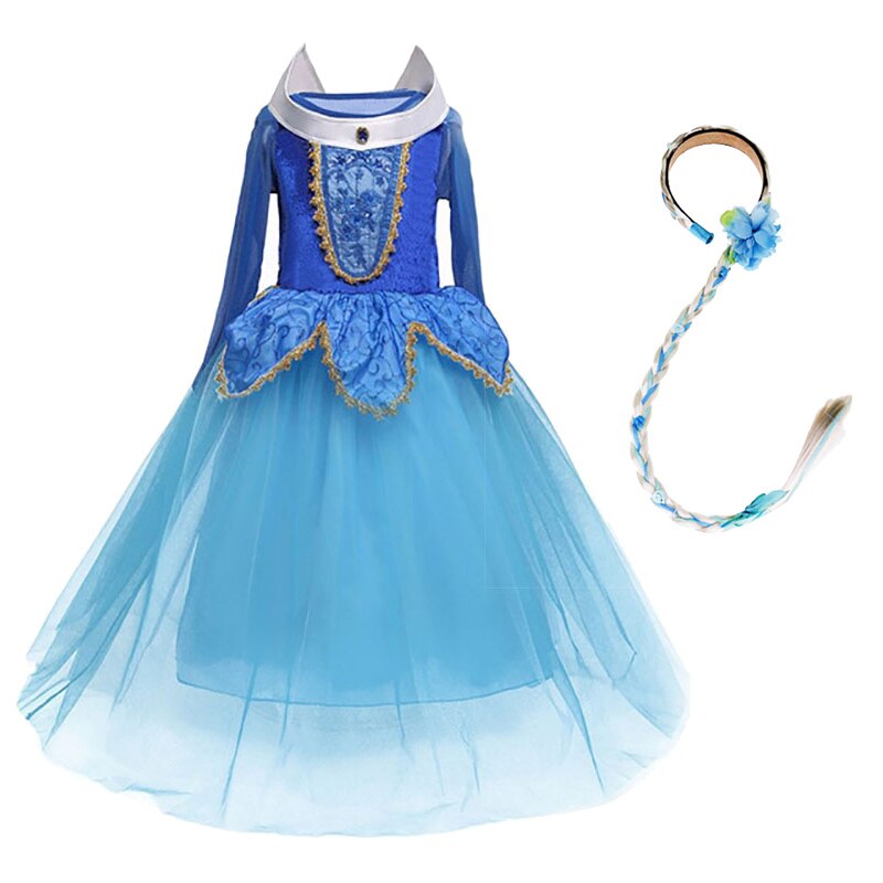 Children Aurora Dress Kids Halloween Sleeping Beauty Costume Girls Christmas Birthday Princess Party Ball Gown Clothes