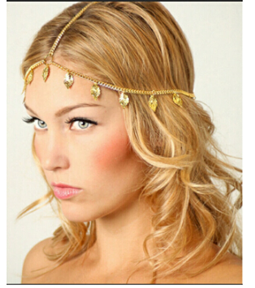 Bohemian Ethnic Forehead Head Chain Exotic Bride Party Wedding Accesories Headband Headpiece Afghan Indian Femme Hair Jewelry