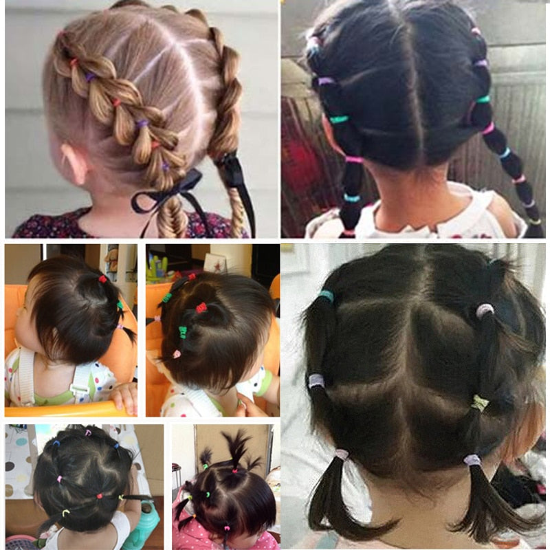 2000pcs Girls Hair Accessories Nylon Rubber Band Elastic Hair Bands Headband Children Ponytail Gum Holder Bands Kids Ornaments