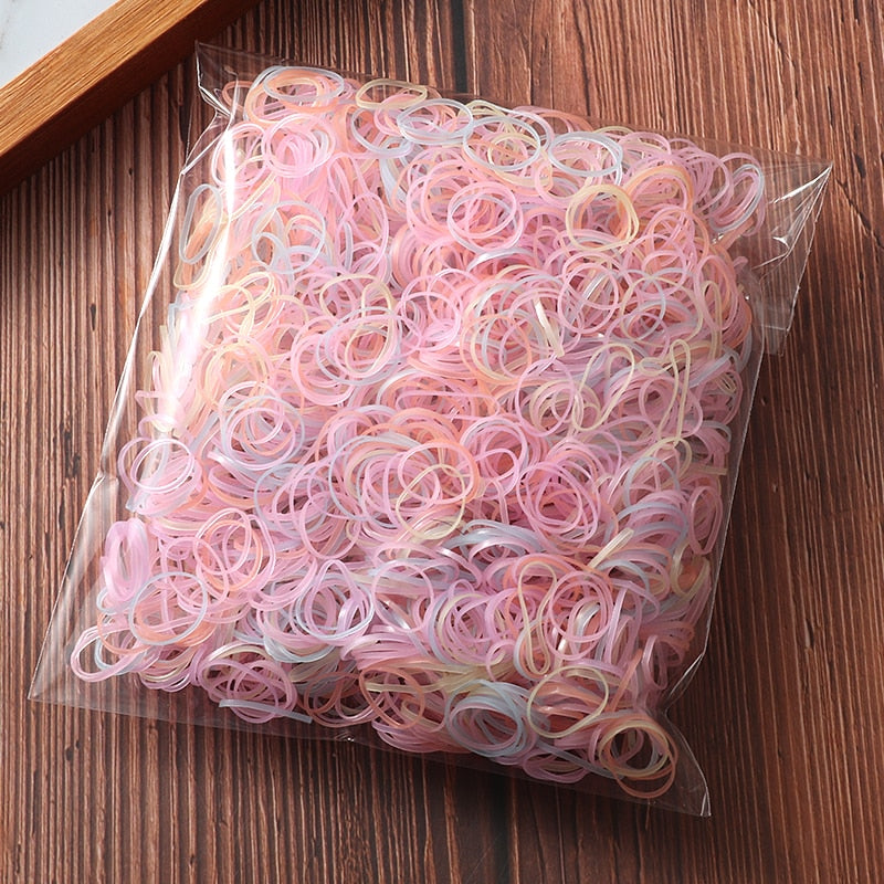 2000pcs Girls Hair Accessories Nylon Rubber Band Elastic Hair Bands Headband Children Ponytail Gum Holder Bands Kids Ornaments