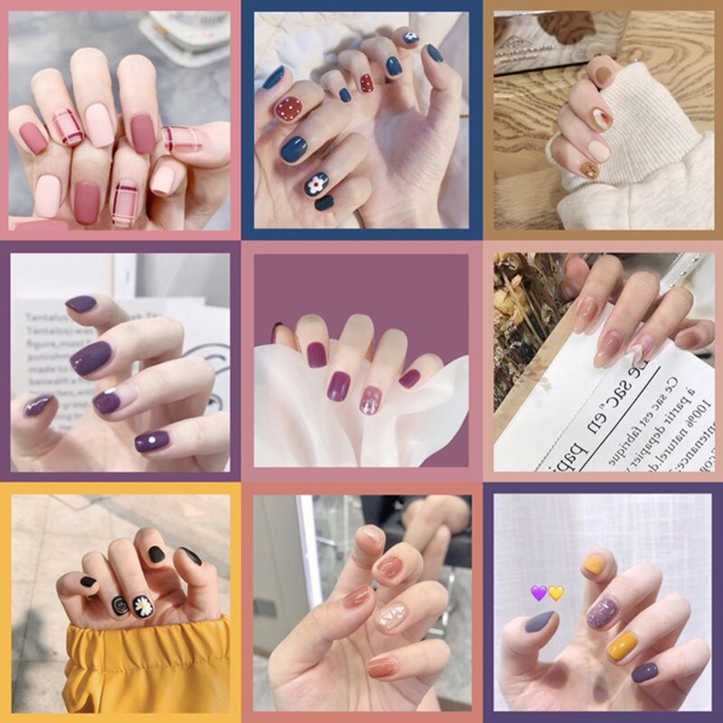 24pcs/box Christmas Fake Nails Style Art Nail Tips Press on False with Glue Designs Set Full Cover Artificial Short Fingernails