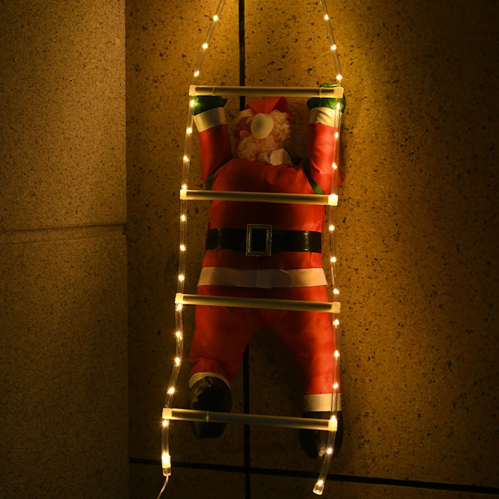 1PC Climb Stairs Santa Claus Foldable Lantern with LED Waterproof Outdoor Garden Lawn Lamp Festivel Hanging Christmas Decoration