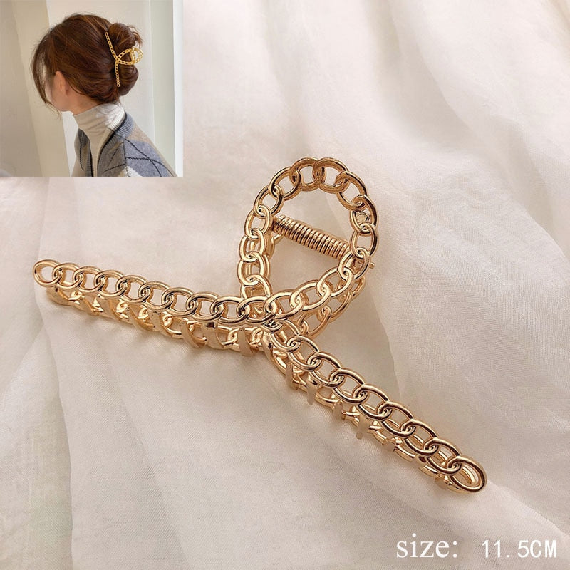 Simple Metal Hollow Out Geometric Hair Claw Ladies Elegant Hair Accessories Cross Crab Bath Clip For Women Fashion Girl Headwear