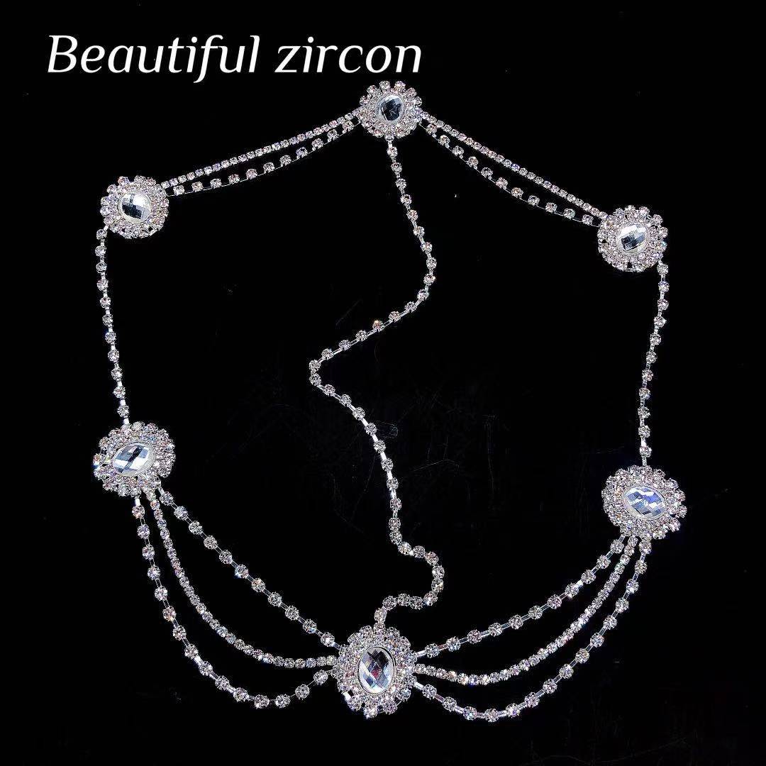 Bohemian retro women's Crystal Bridal Headband chain Bridal Wedding Crystal forehead Indian headband hair accessories