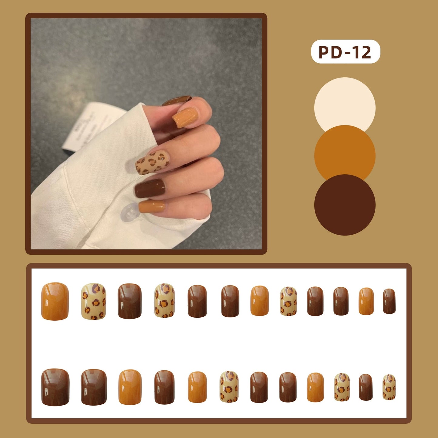24pcs/box Christmas Fake Nails Style Art Nail Tips Press on False with Glue Designs Set Full Cover Artificial Short Fingernails