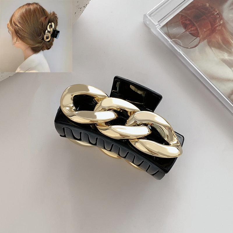 Simple Metal Hollow Out Geometric Hair Claw Ladies Elegant Hair Accessories Cross Crab Bath Clip For Women Fashion Girl Headwear