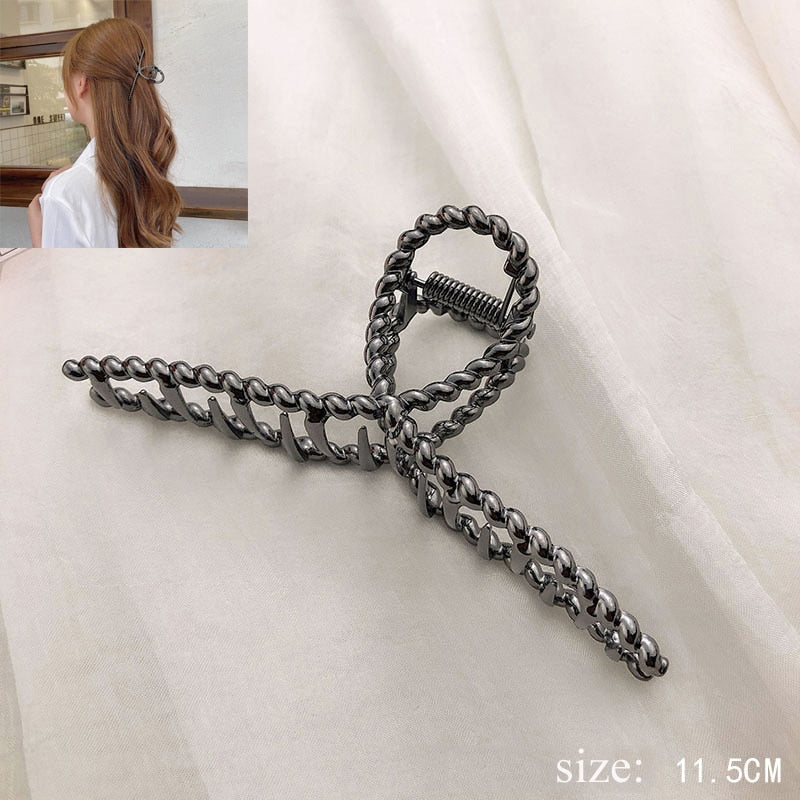 Simple Metal Hollow Out Geometric Hair Claw Ladies Elegant Hair Accessories Cross Crab Bath Clip For Women Fashion Girl Headwear