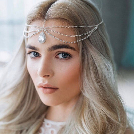 Crystal forehead dance eyebrow pendant headdress crystal forehead chain water drop hair ornament head chain Bohemian headdress