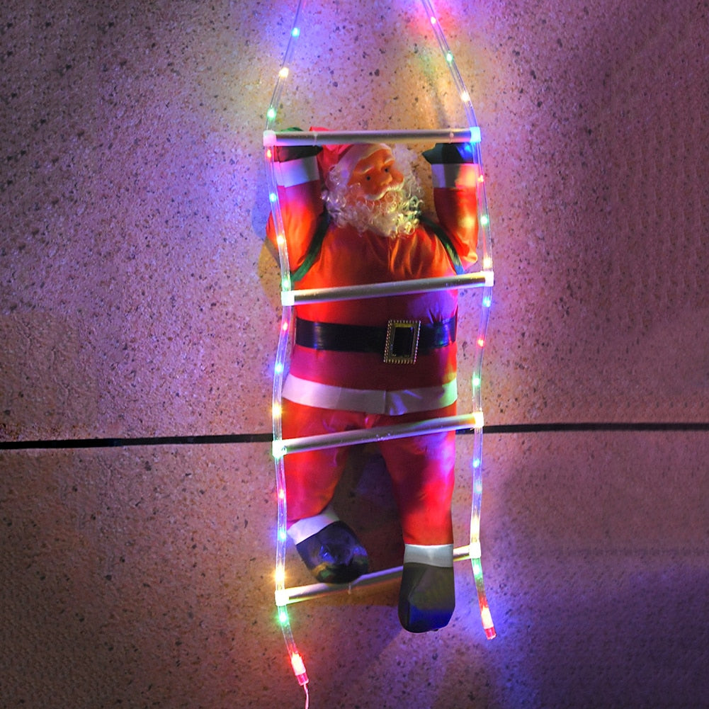 1PC Climb Stairs Santa Claus Foldable Lantern with LED Waterproof Outdoor Garden Lawn Lamp Festivel Hanging Christmas Decoration
