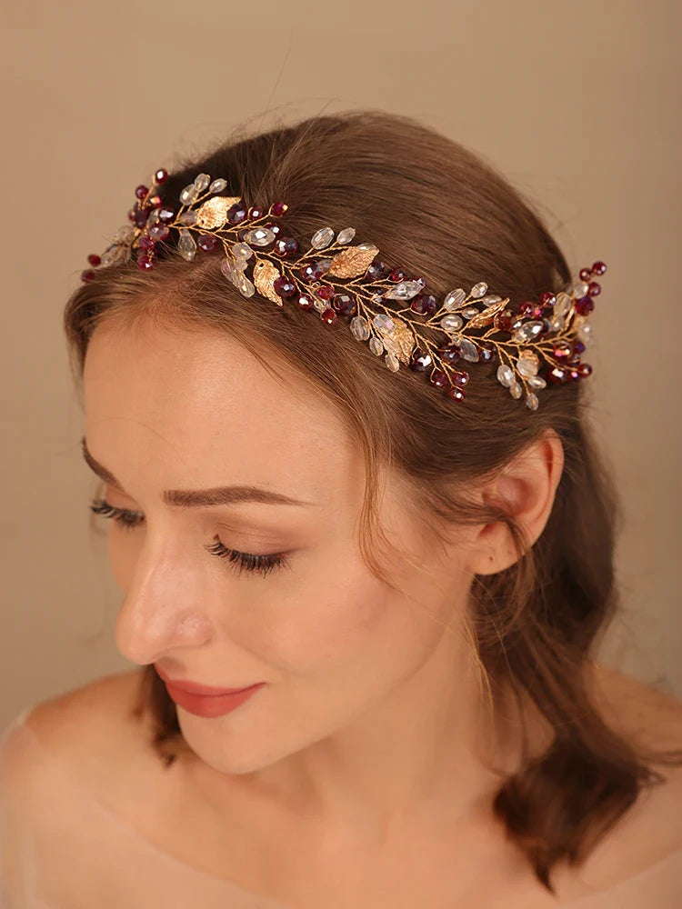 qgtao - Gold Alloy Crystal Bead Flower Headband Hair Accessories Tiaras Bridal Headwear Wedding Hair Jewelry Party Prom Headpiece