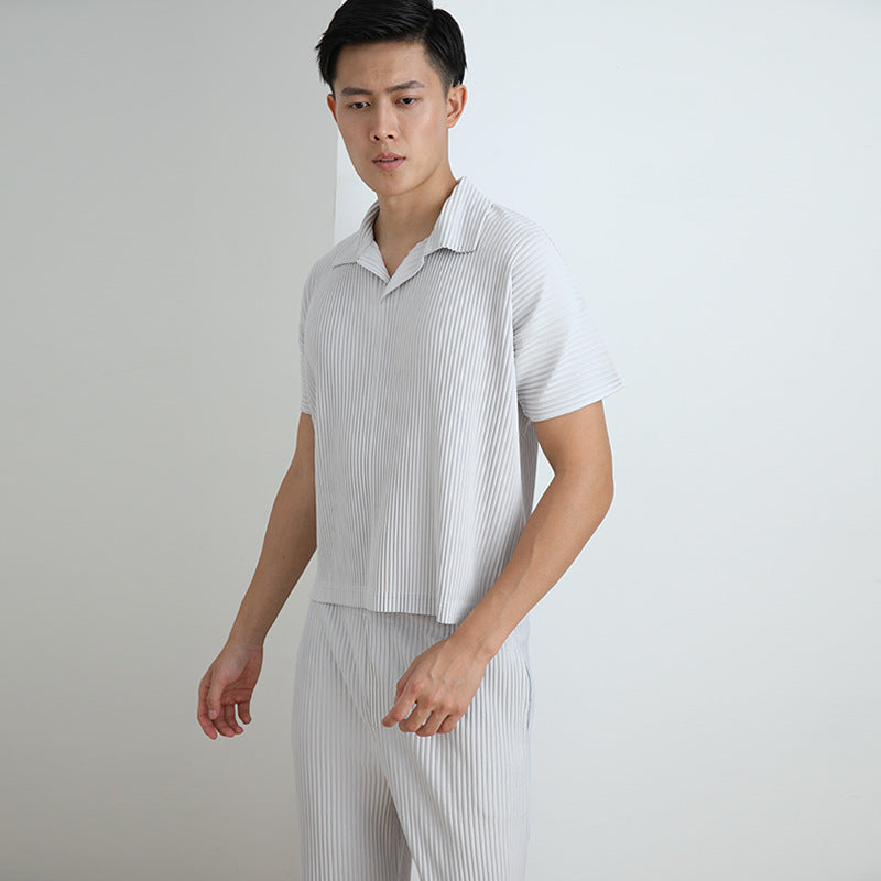 counter T-shirt top men's loose simple and versatile POLO shirt ins trendy men's fashion commuter casual short sleeves
