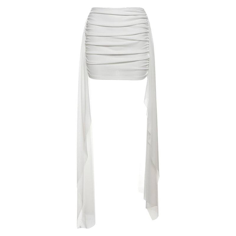 2025 style popular winter new women's clothing one-word collar chest wrap small vest sleeve set hip wrap skirt