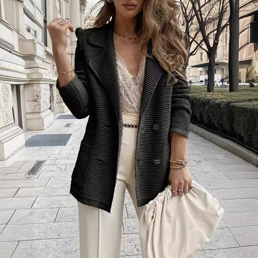 qgtao dti outfits Women's Short Texture Casual Top Long Sleeve Jacket Coat Autumn and Winter New Women's