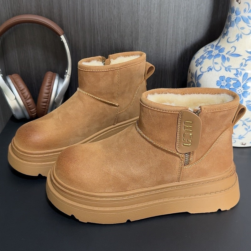 2025 Snow boots cotton shoes popular winter new velvet thickened Northeast thick-soled non-slip snow women's boots short boots