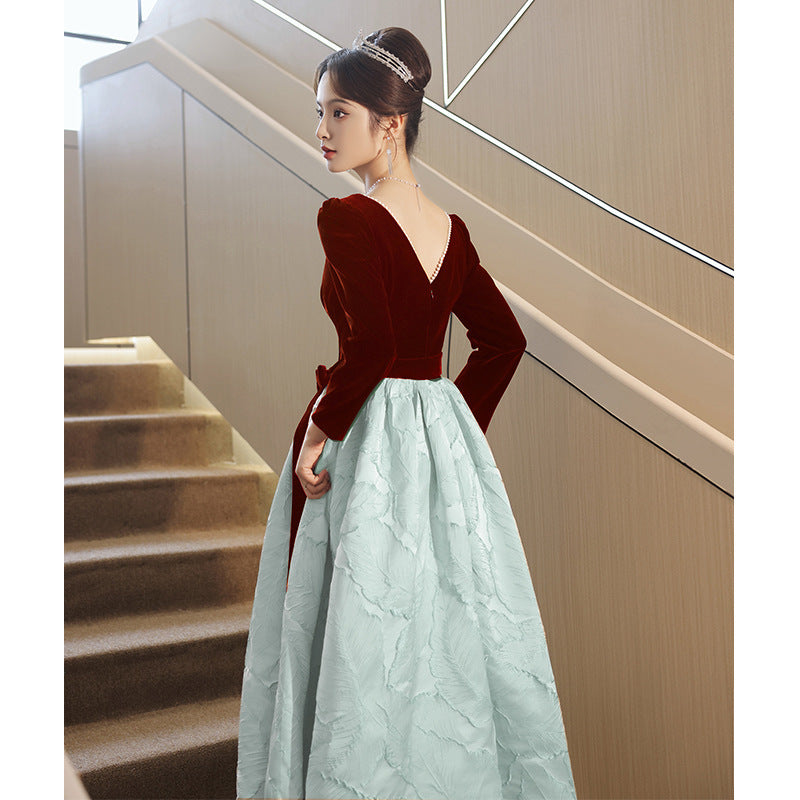 2025Toast Bride New Wedding Banquet Temperament Red Engagement Toast Evening Dress Dress